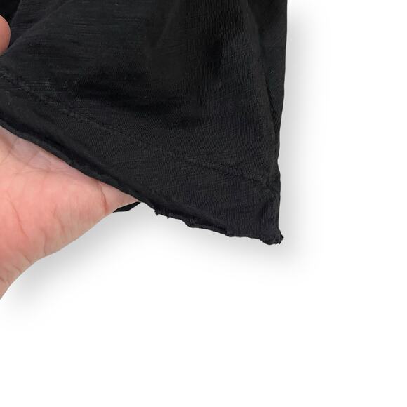 Wilt WomensLong Sleeve Mock Layer Tee Black Small Raw Hem V-Neck Cotton Slub USA - Picture 5 of 10